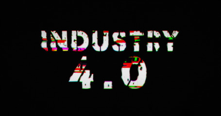 Modern glitch transition with industry 4.0 text