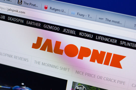 Ryazan, Russia - June 16, 2018: Homepage of Jalopnik website on the display of PC, url - Jalopnik.com.
