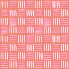 Watercolor coral strip ornament. Seamless pattern. Watercolor stock illustration. Patchwork style. Design for backgrounds, wallpapers, covers, textile, packaging.
