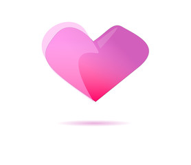 Vector pink heart  on isolated background.