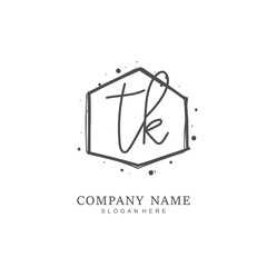 Handwritten initial letter T K TK for identity and logo. Vector logo template with handwriting and signature style.