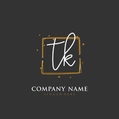 Handwritten initial letter T K TK for identity and logo. Vector logo template with handwriting and signature style.