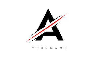 A Letter Logo Design with Creative Red Cut.