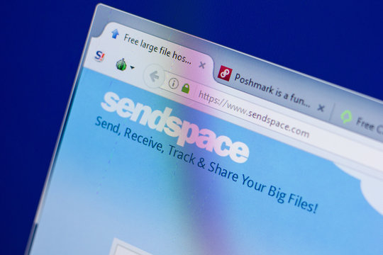 Ryazan, Russia - June 16, 2018: Homepage of SendSpace website on the display of PC, url - SendSpace.com.