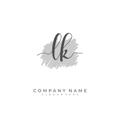 Handwritten initial letter L K LK for identity and logo. Vector logo template with handwriting and signature style.