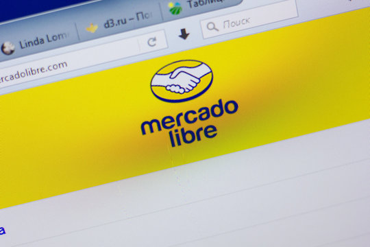 Ryazan, Russia - June 16, 2018: Homepage of MercadoLibre website on the display of PC, url - MercadoLibre.com.