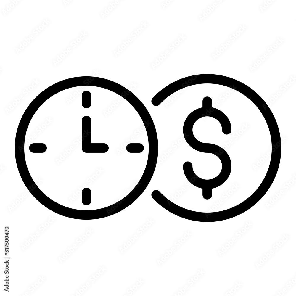 Poster money clock icon. outline money clock vector icon for web design isolated on white background
