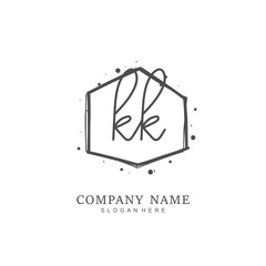 Handwritten initial letter K KK for identity and logo. Vector logo template with handwriting and signature style.