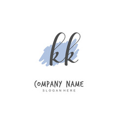 Handwritten initial letter K KK for identity and logo. Vector logo template with handwriting and signature style.
