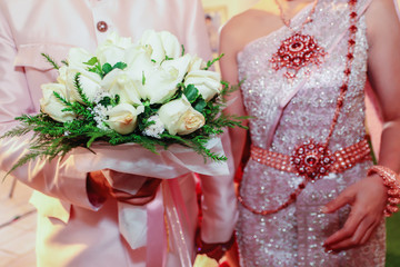 White roses in a Thai wedding