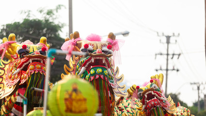 Chinese Dragon head pieces used in dances for traditional celebration