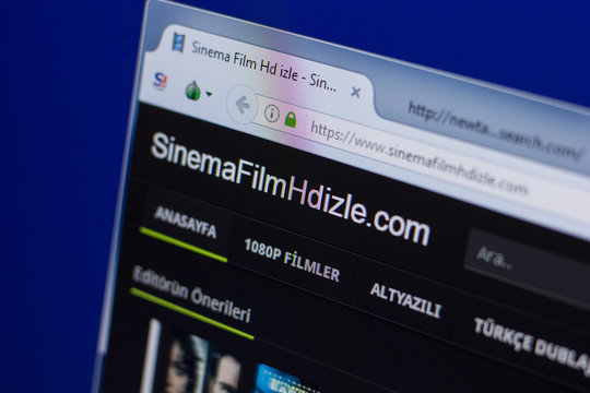 Ryazan, Russia - June 16, 2018: Homepage of SinemaFilmHdizle website on the display of PC, url - SinemaFilmHdizle.com.
