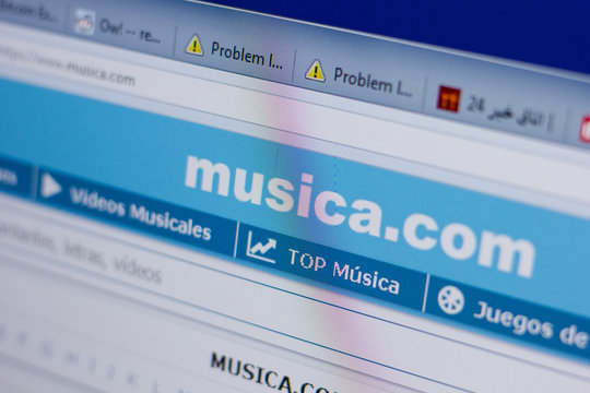 Ryazan, Russia - June 16, 2018: Homepage of Musica website on the display of PC, url - Musica.com.