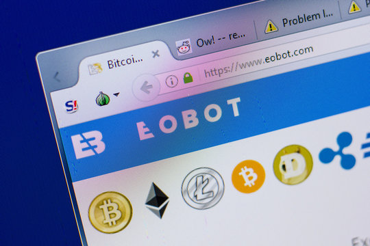 Ryazan, Russia - June 16, 2018: Homepage of Eobot website on the display of PC, url - Eobot.com.