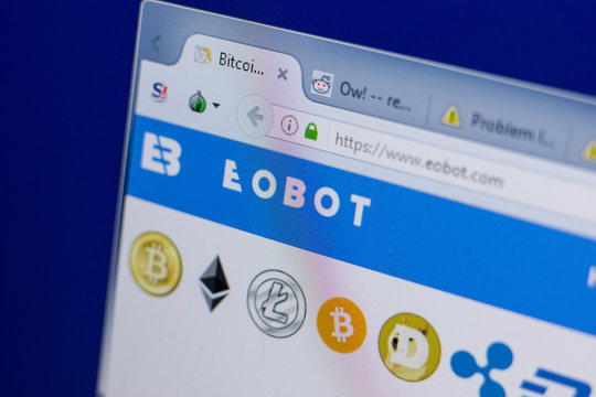 Ryazan, Russia - June 16, 2018: Homepage of Eobot website on the display of PC, url - Eobot.com.