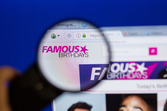 Ryazan, Russia - June 16, 2018: Homepage of FamousBirthsays website on the display of PC, url - FamousBirthsays.com.