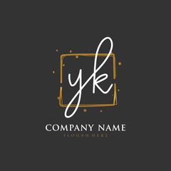 Handwritten initial letter Y K YK for identity and logo. Vector logo template with handwriting and signature style.