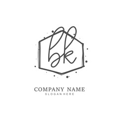 Handwritten initial letter B K BK for identity and logo. Vector logo template with handwriting and signature style.