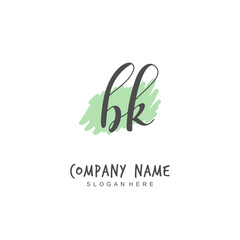 Handwritten initial letter B K BK for identity and logo. Vector logo template with handwriting and signature style.