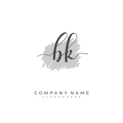 Handwritten initial letter B K BK for identity and logo. Vector logo template with handwriting and signature style.