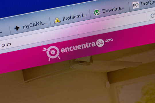 Ryazan, Russia - June 16, 2018: Homepage of Encuentra24 website on the display of PC, url - Encuentra24.com.