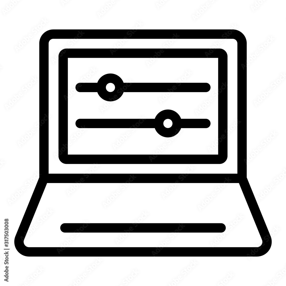 Poster laptop equalizer icon. outline laptop equalizer vector icon for web design isolated on white backgro