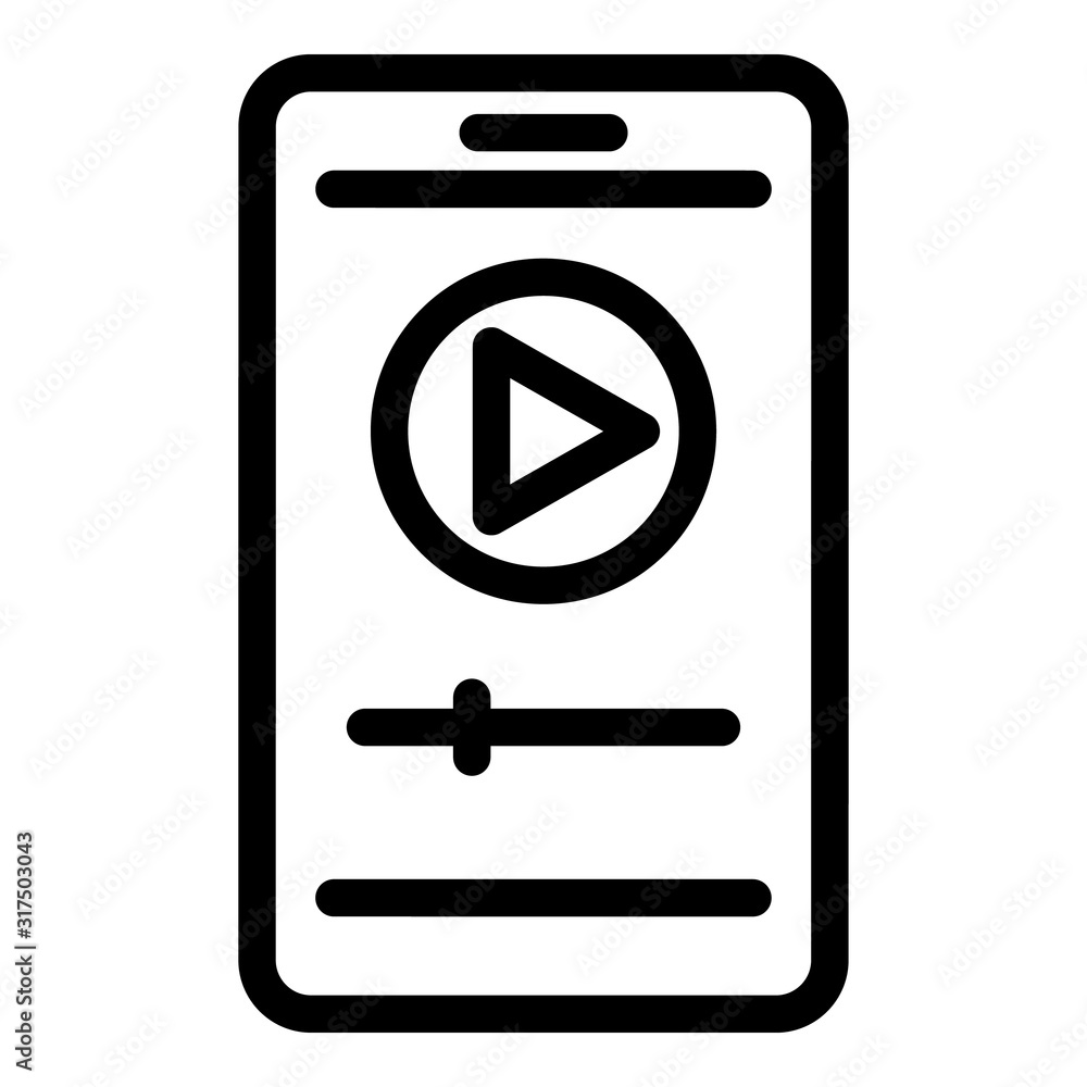 Poster smartphone player icon. outline smartphone player vector icon for web design isolated on white backg