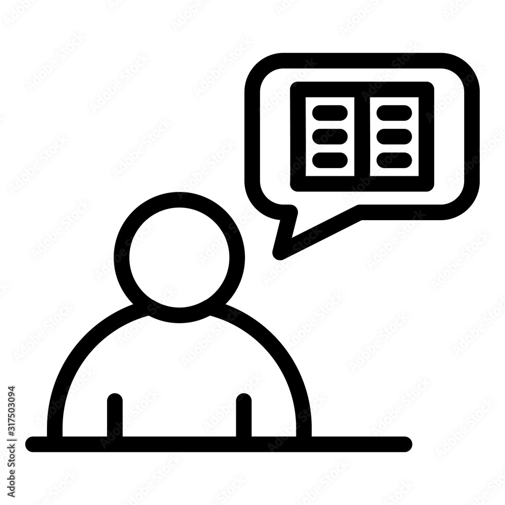 Poster storyteller thinking icon. outline storyteller thinking vector icon for web design isolated on white
