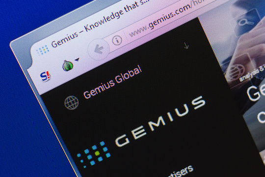 Ryazan, Russia - June 16, 2018: Homepage of Gemius website on the display of PC, url - Gemius.com.