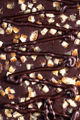 Chocolate Bar Topped with Freeze - Dried Fruits. Top Down Closeup View