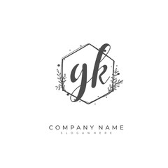 Handwritten initial letter G K GK for identity and logo. Vector logo template with handwriting and signature style.