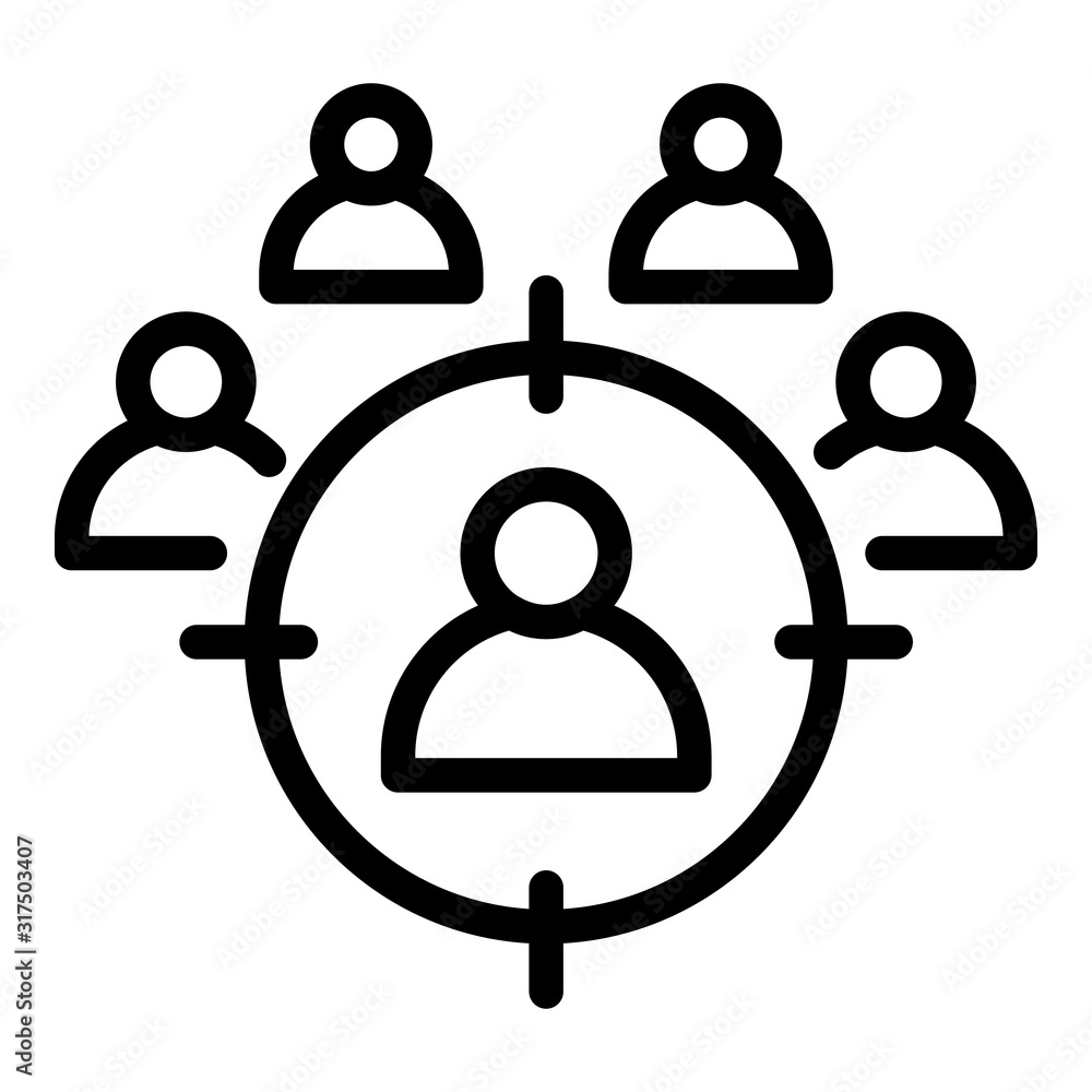 Poster people target icon. outline people target vector icon for web design isolated on white background