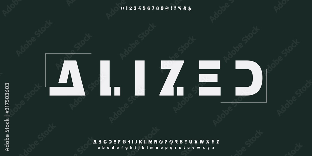 Fototapete font. abc alphabet typeface. font digital modern alphabet and number fonts. typography alphabet crea