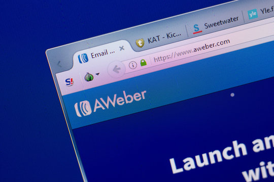 Ryazan, Russia - June 16, 2018: Homepage of AWeber website on the display of PC, url - AWeber.com.