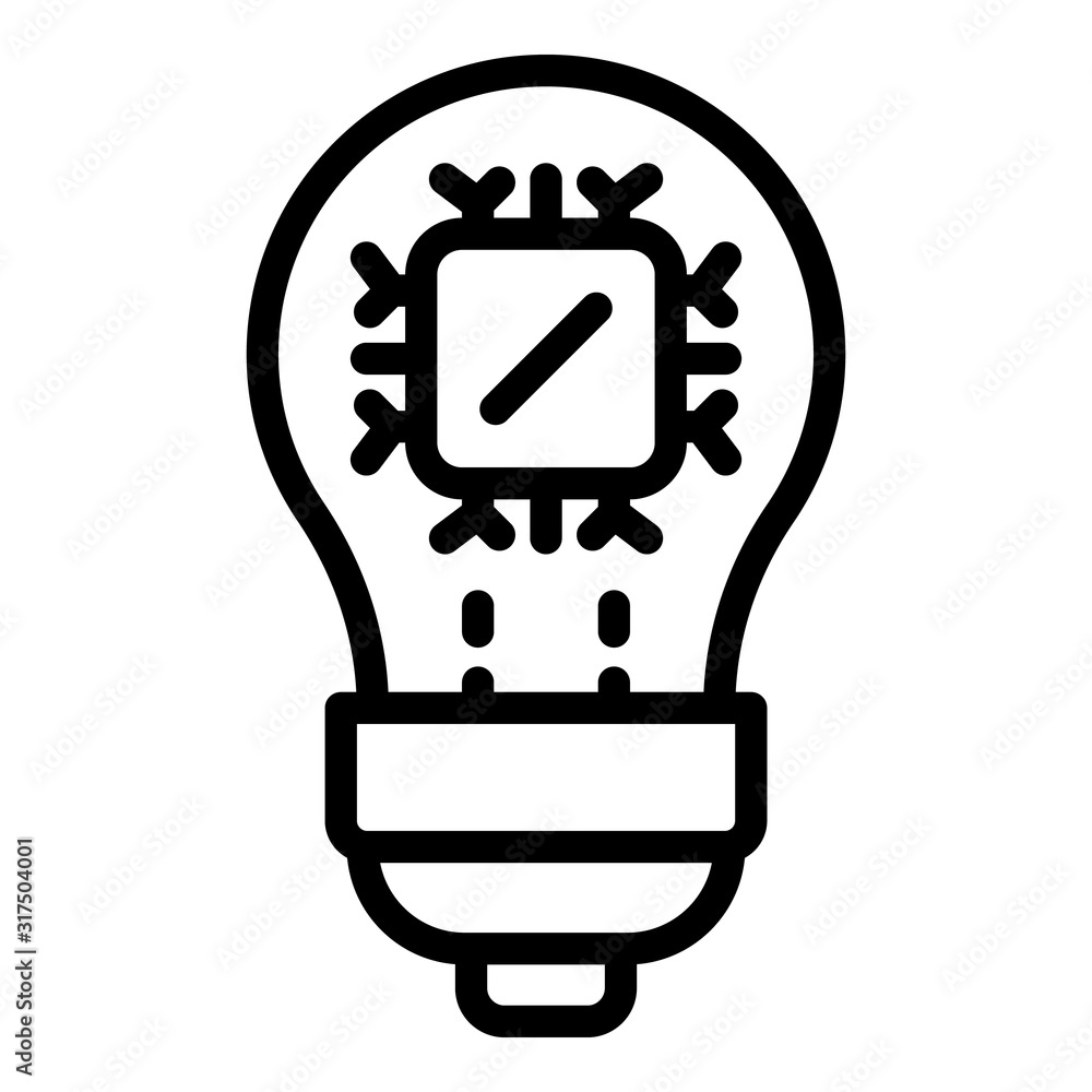 Poster ai smart bulb icon. outline ai smart bulb vector icon for web design isolated on white background