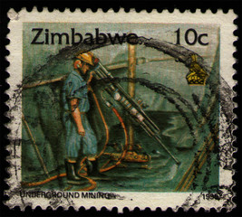 ZIMBABWE - CIRCA 1995: post stamp 10 Zimbabwean cents printed by Republic of Zimbabwe, shows a...