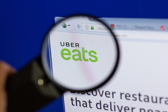 Ryazan, Russia - June 16, 2018: Homepage of UberEats website on the display of PC, url - UberEats.com.