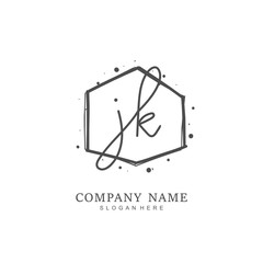 Handwritten initial letter J K JK for identity and logo. Vector logo template with handwriting and signature style.