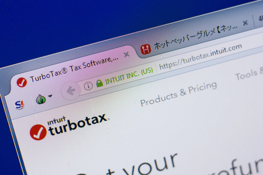 Ryazan, Russia - June 16, 2018: Homepage of TurboTax website on the display of PC, url - TurboTax.IntuIt.com.