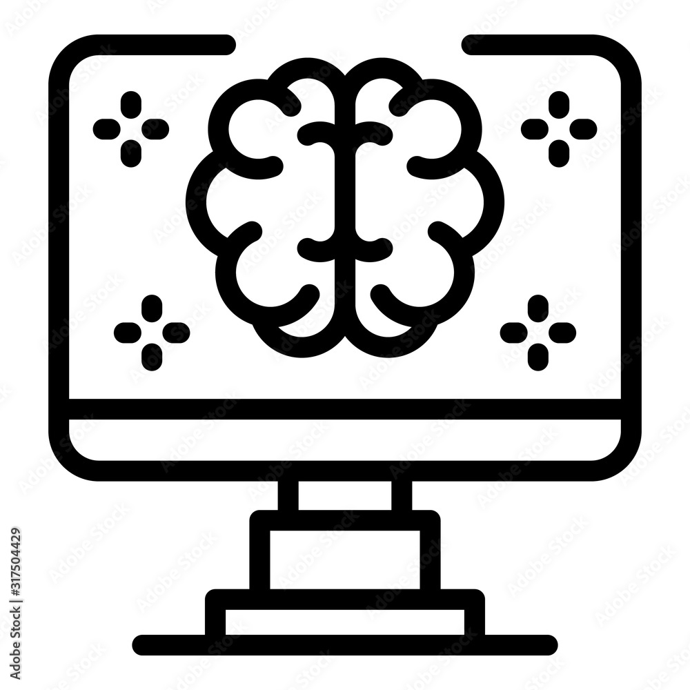 Poster computer ai brain icon. outline computer ai brain vector icon for web design isolated on white backg
