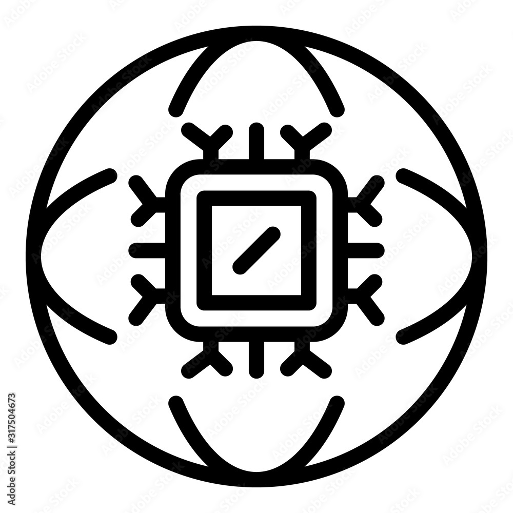 Poster ai global processor icon. outline ai global processor vector icon for web design isolated on white b