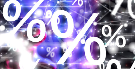 hand touches virtual percent icon