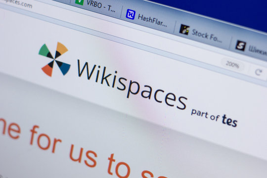 Ryazan, Russia - June 17, 2018: Homepage of WikiSpaces website on the display of PC, url - WikiSpaces.com.