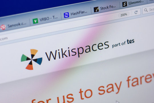 Ryazan, Russia - June 17, 2018: Homepage of WikiSpaces website on the display of PC, url - WikiSpaces.com.
