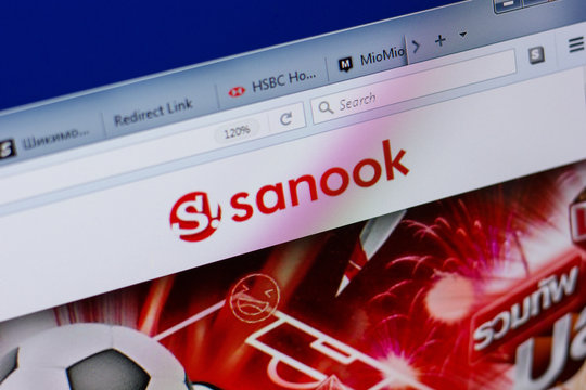 Ryazan, Russia - June 17, 2018: Homepage of Sanook website on the display of PC, url - Sanook.com.