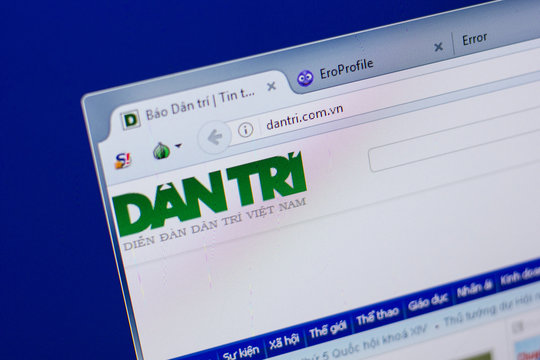 Ryazan, Russia - June 17, 2018: Homepage of Dantri website on the display of PC, url - Dantri.com.vn.