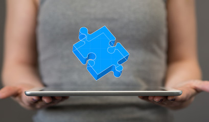 puzzle hand solution concept business.