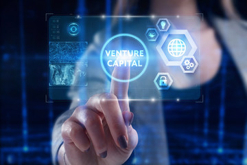 Obraz premium Business, Technology, Internet and network concept. Young businessman working on a virtual screen of the future and sees the inscription: