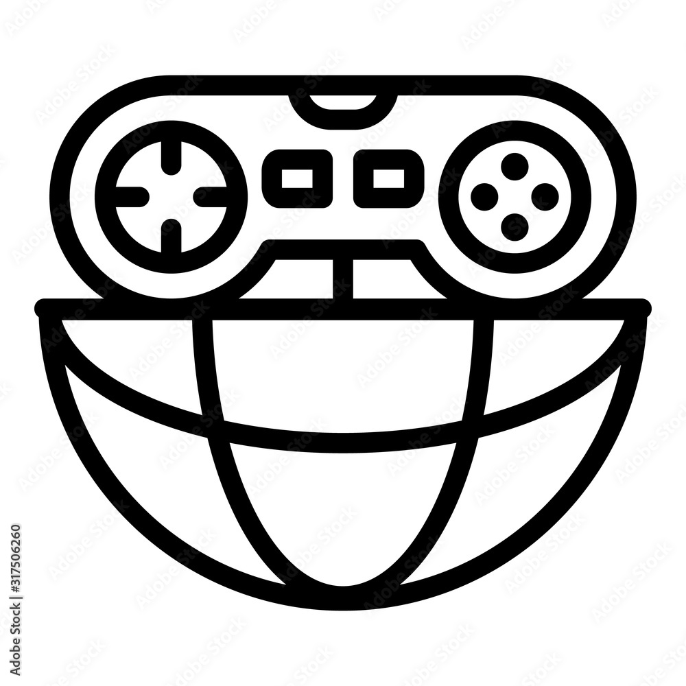 Poster global gaming joystick icon. outline global gaming joystick vector icon for web design isolated on w