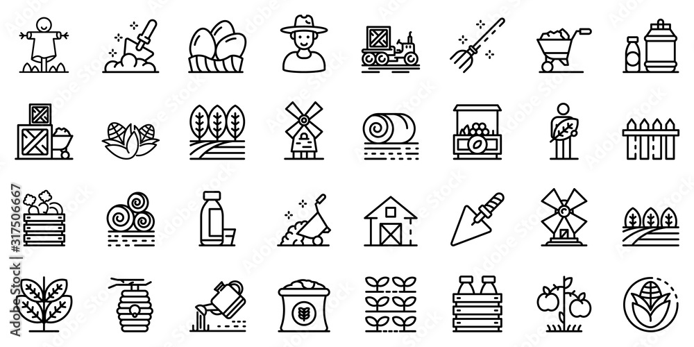 Poster producer icons set. outline set of producer vector icons for web design isolated on white background